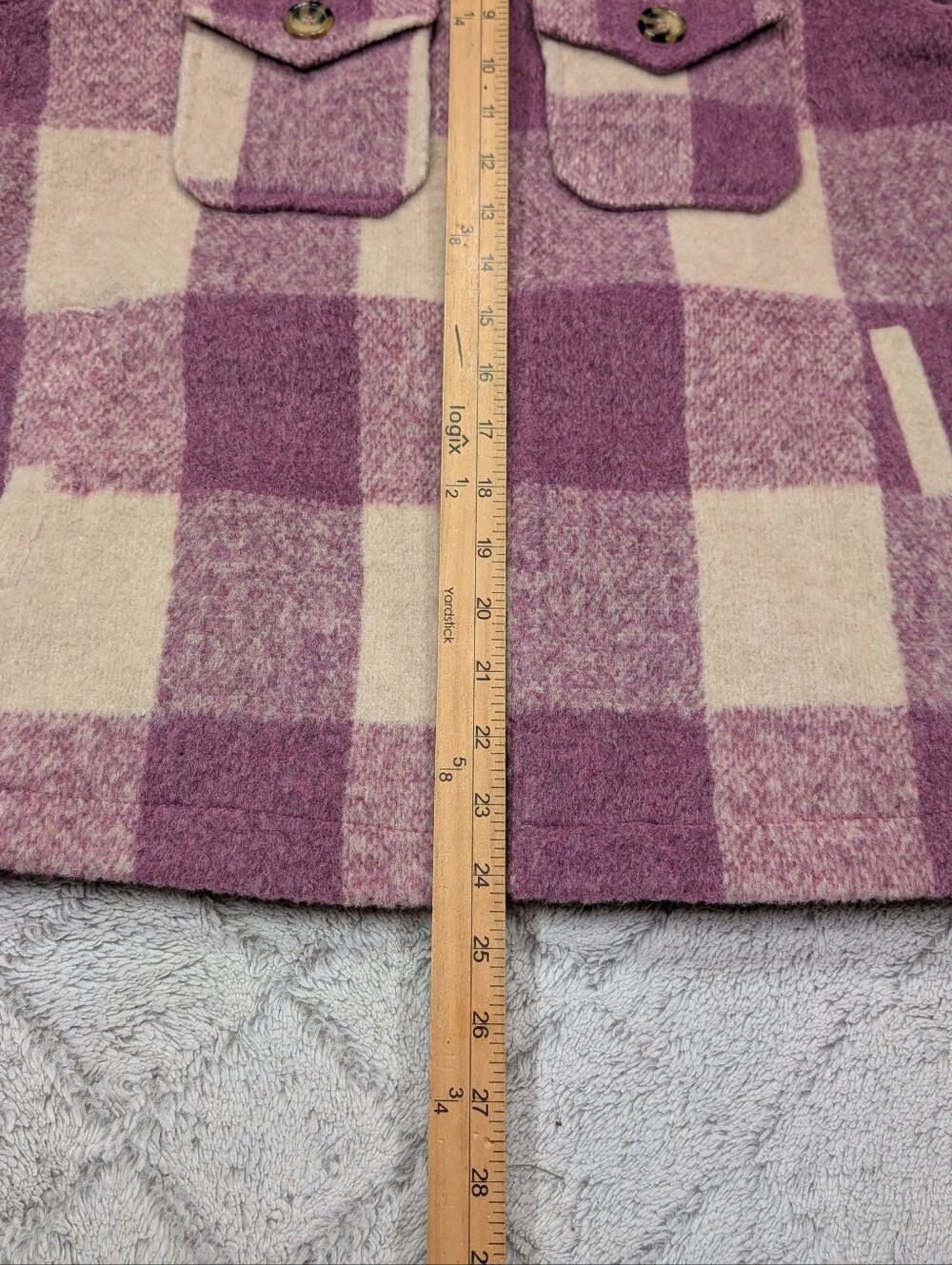 Avec Les Filles Jacket Womens XS Pink Plaid Fleece Trucker Shacket Collar Zip Up - Picture 6 of 8